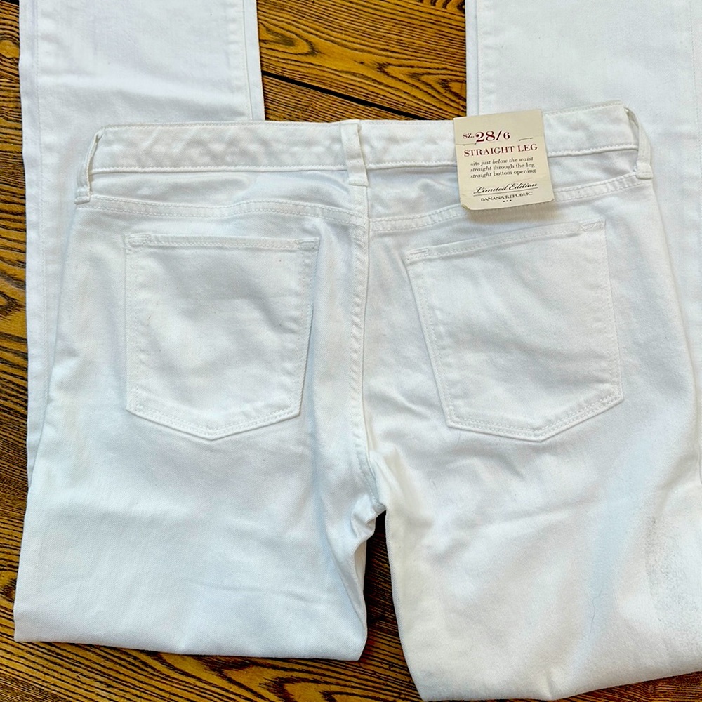 NWT Banana Republic Limited Edition White Denim Jeans Sz 28/6